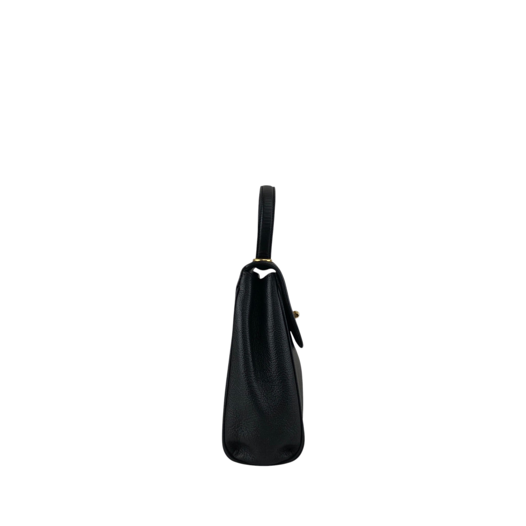 CELINE セリーヌ ハンドバッグ ブラック マンテル レザー 2way シボ
