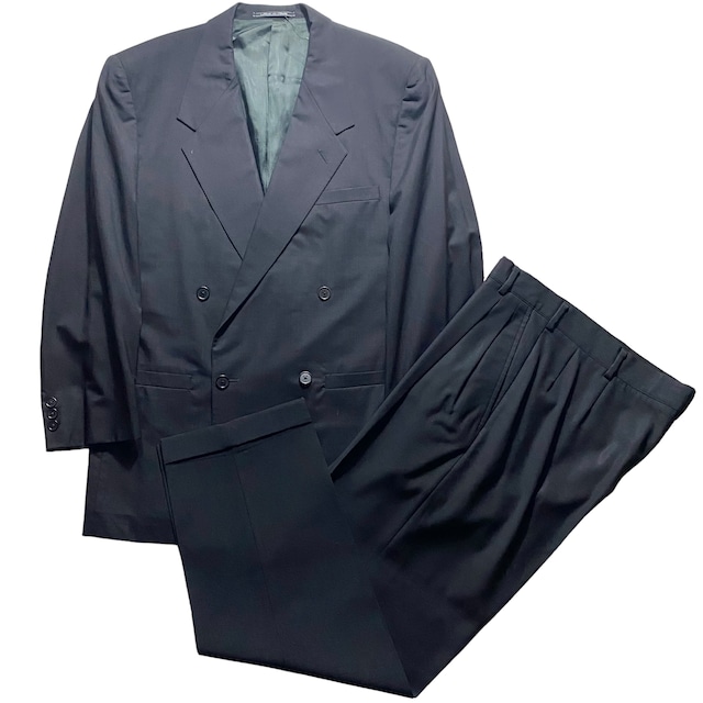vintage GIANNI VERSACE black gabardine double breasted suits set-up
