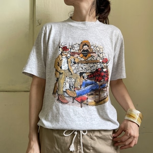 【1526】Tシャツ 90s Art Wear Tシャツ イラスト アート ハンター 鹿 人間狩り