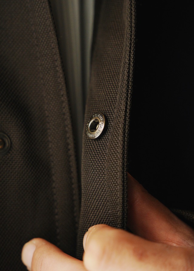 90’s COMME CA DU MODE MEN switching leather nylon bal collar coat