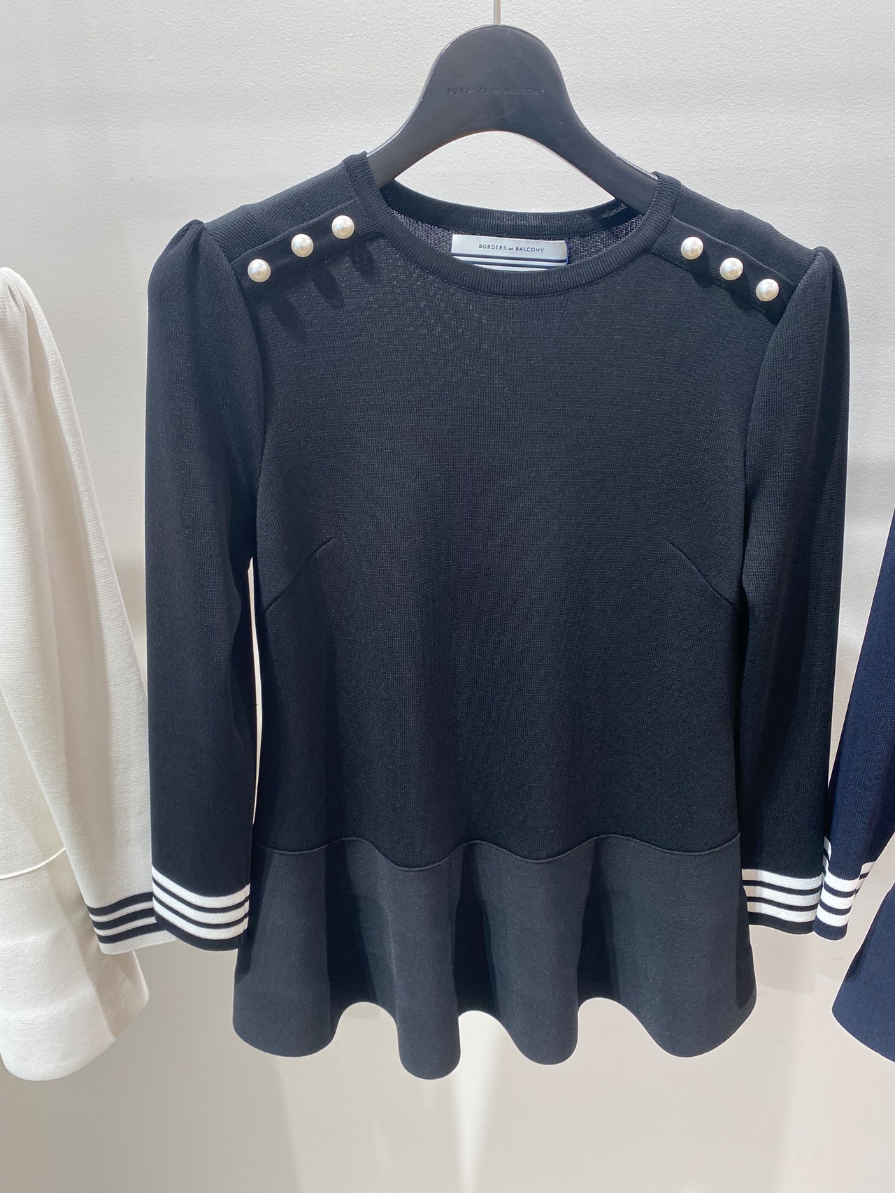 BORDERS at BALCOMY RAYON PEPLUM KNIT3色展開 ボーダーズアットバルコニー　レーヨンペプラムニット