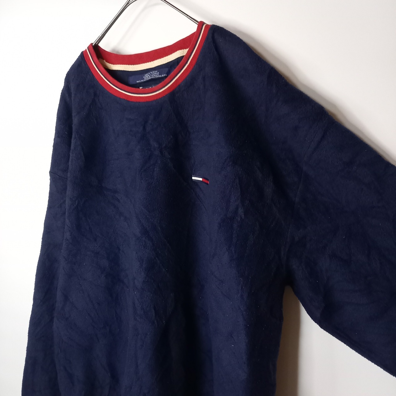 90s　トミー　TOMMY　フリース　トレーナー　プルオーバー　刺繍　ネイビー　XL
