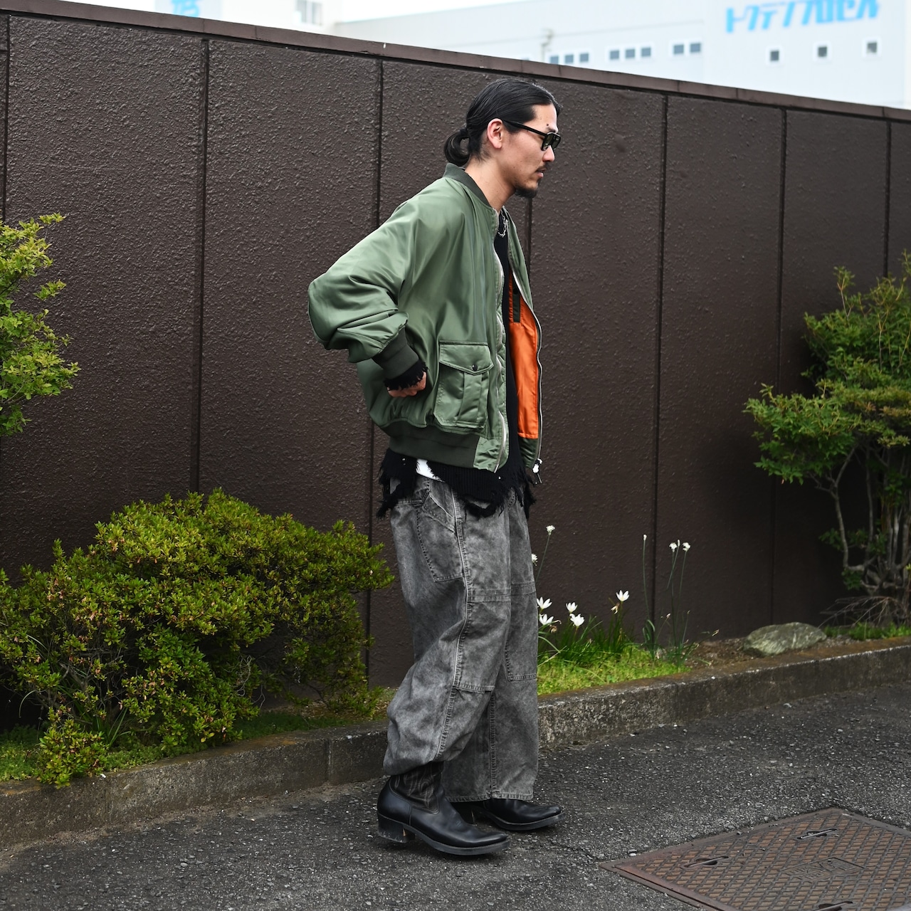 Leh(レー)GANKO別注×damage waffle L/S sweater コーディネート