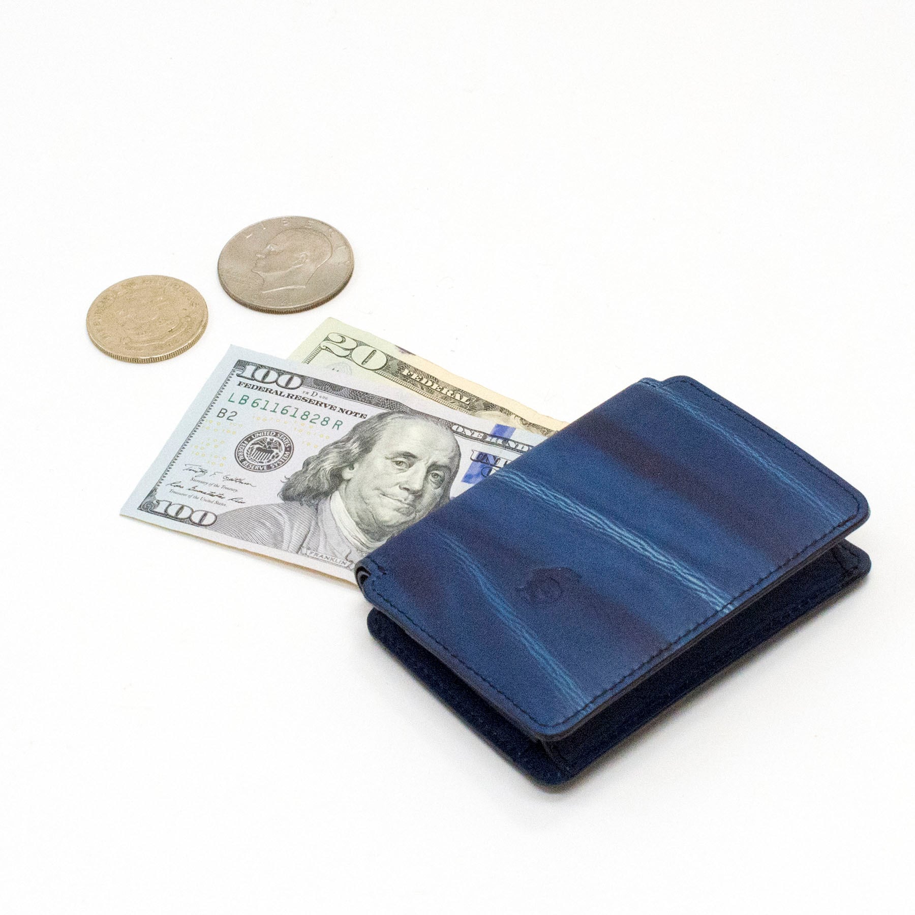 W410 本革 藍染め 絞り Wallet(財布) Indigo-W410 | Kinuya Indigo