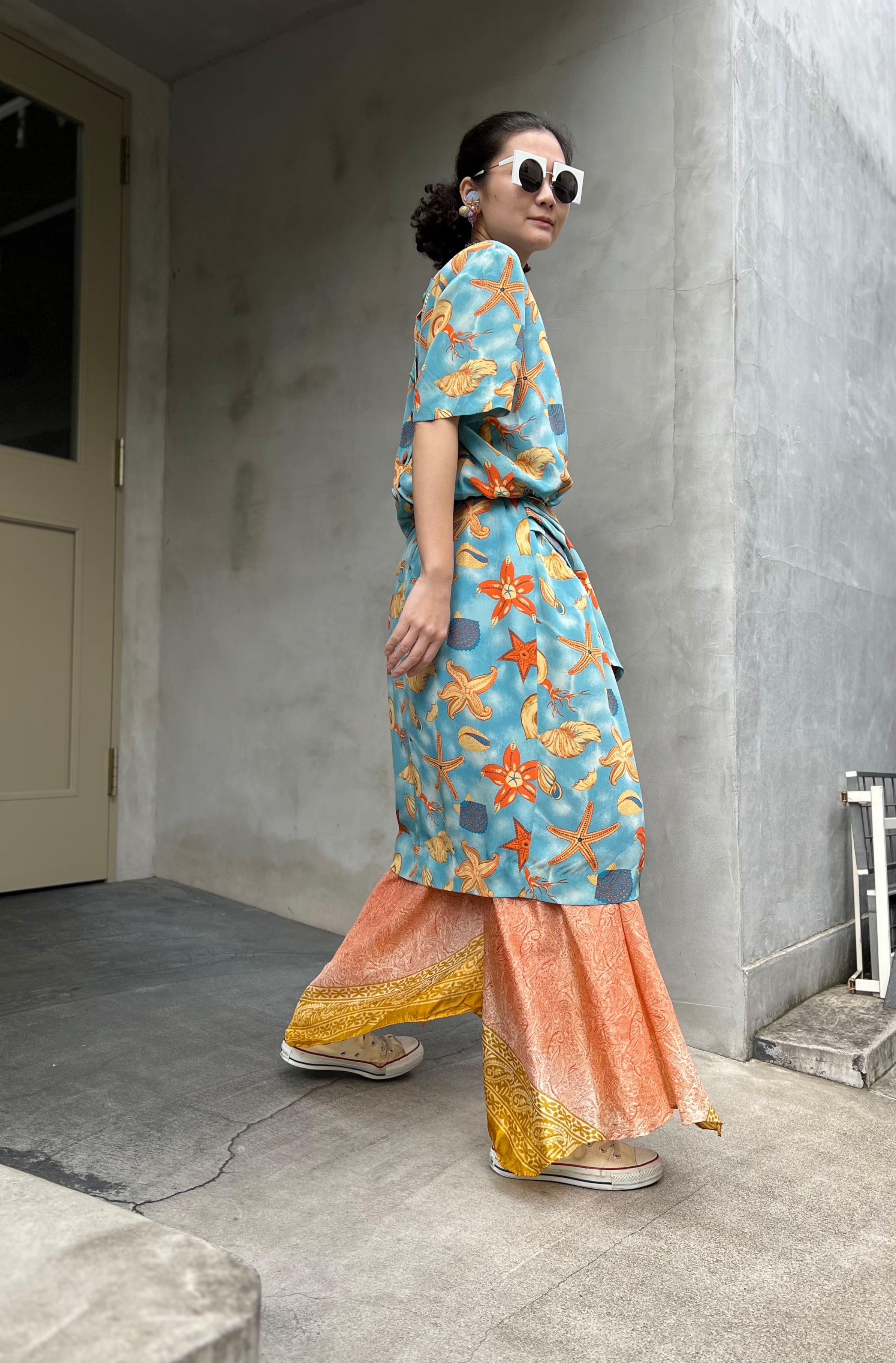 vintage 70s レインボー　カラフル　ワンピース vintage 70s レインボー カラフル ワンピース