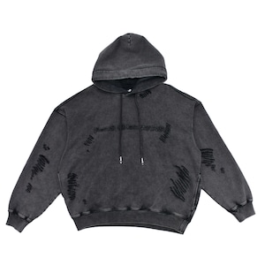 【Feng Chen Wang】GREY RIPPED JERSY HOODIE