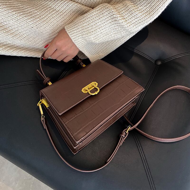 秋冬レトロスモールバッグメス2020新しい流行のファッションワイルドクロコダイルパターンポータブルスモールスクエアバッグショルダーメッセンジャーバッグ Tiancai_Wing_Bag62471435551