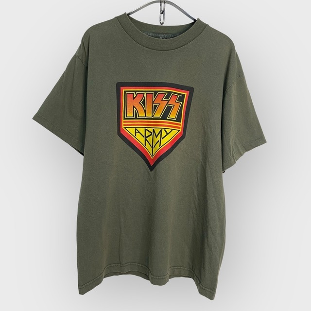 90s KISS キッス バンドTシャツ バンt プリントt カーキ L相当
