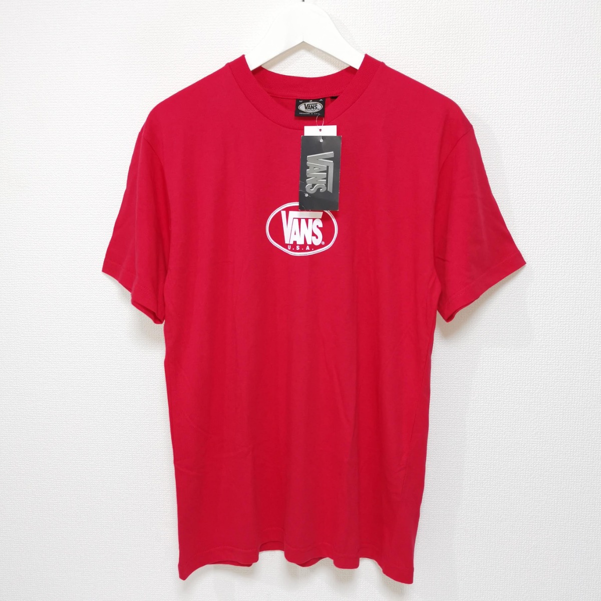 送料無料 M 90s バンズ VANS Tシャツ オーバル USA 赤