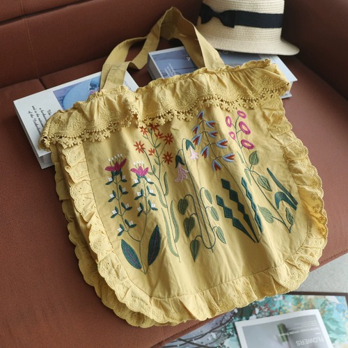 2色/ボタニカル刺繍トートバッグ ・12312