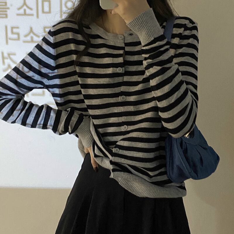 スタイルルーズセーター カーディガンジャケット スプリング薄手ニットレディース 春物 スーパーモール76347191837