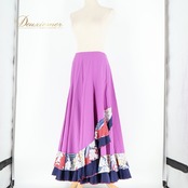 フラメンコ 衣装 ファルダ スカート パープル系 ネイビー系 アトリエ貴美恵 紫 紺 ボランテ フリル 柄 模様 ダンス パーティ 発表会 フラメンコダンス ステージ衣装 イベント用 コスチューム おしゃれ かわいい