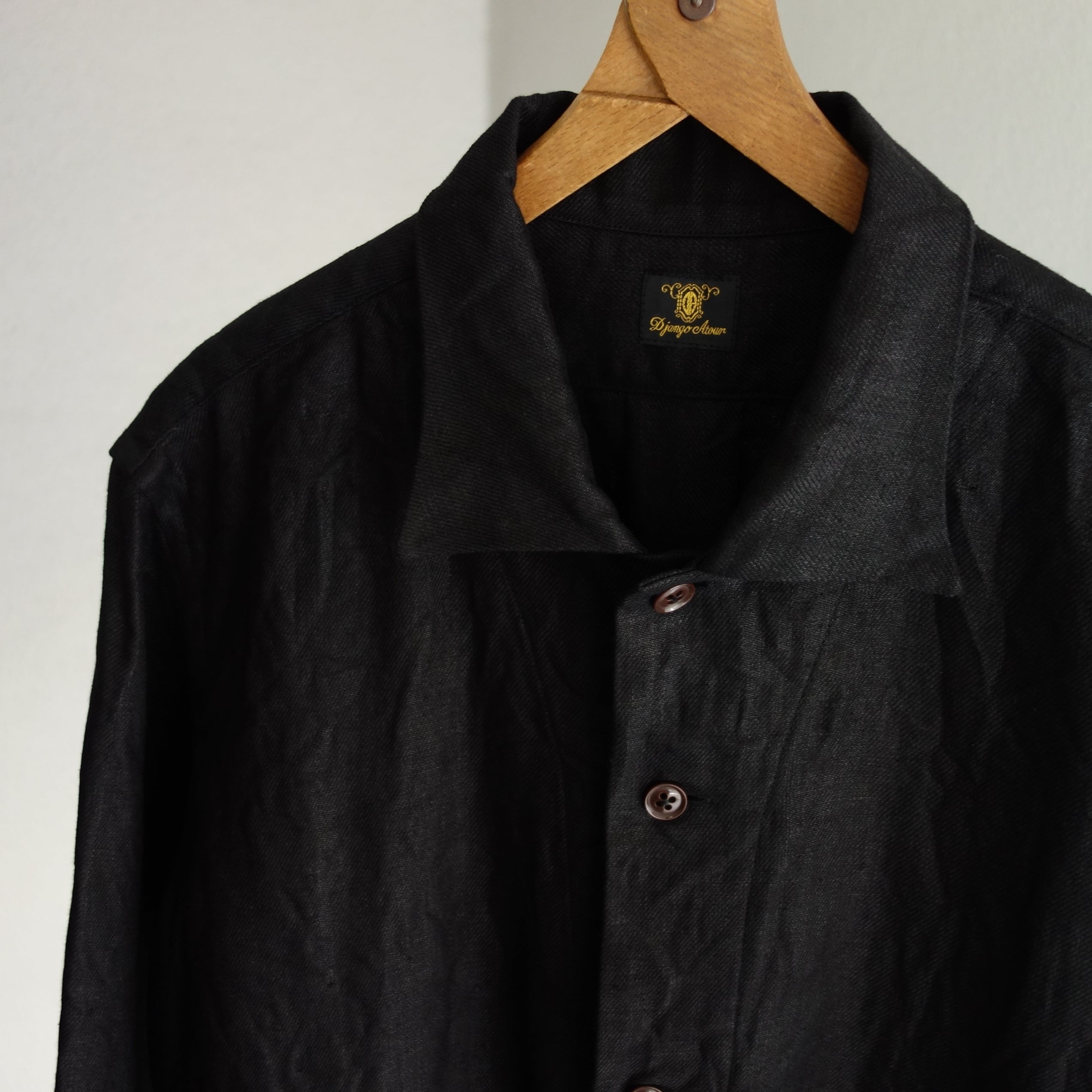 classic artisanal heavylinen shirt jacket / safilin black