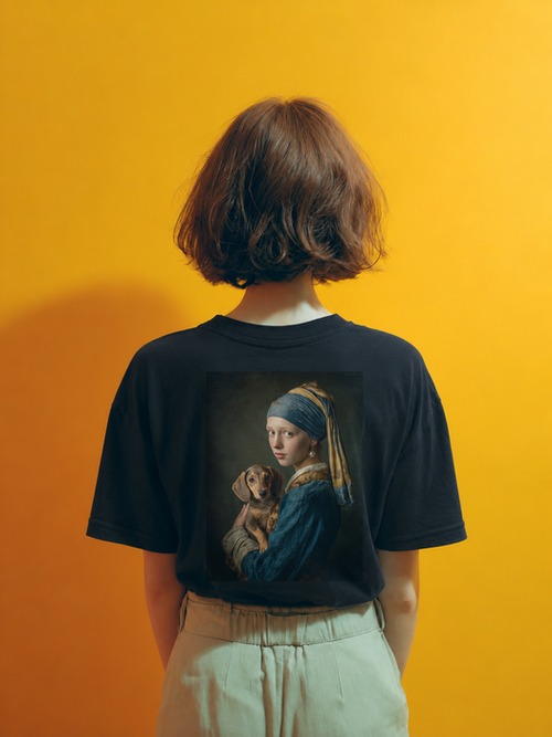 Girl with a Pearl Earring Dachshund Vintage Tee