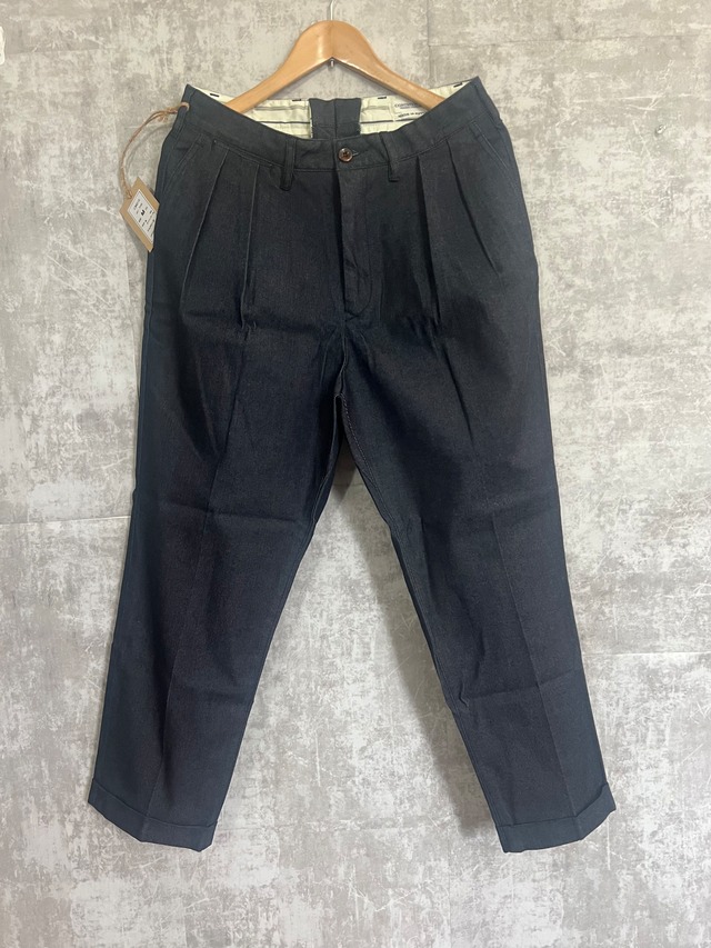 【MENS】2タックワイドテーパード デニムトラウザーズ 日本製クロキデニム