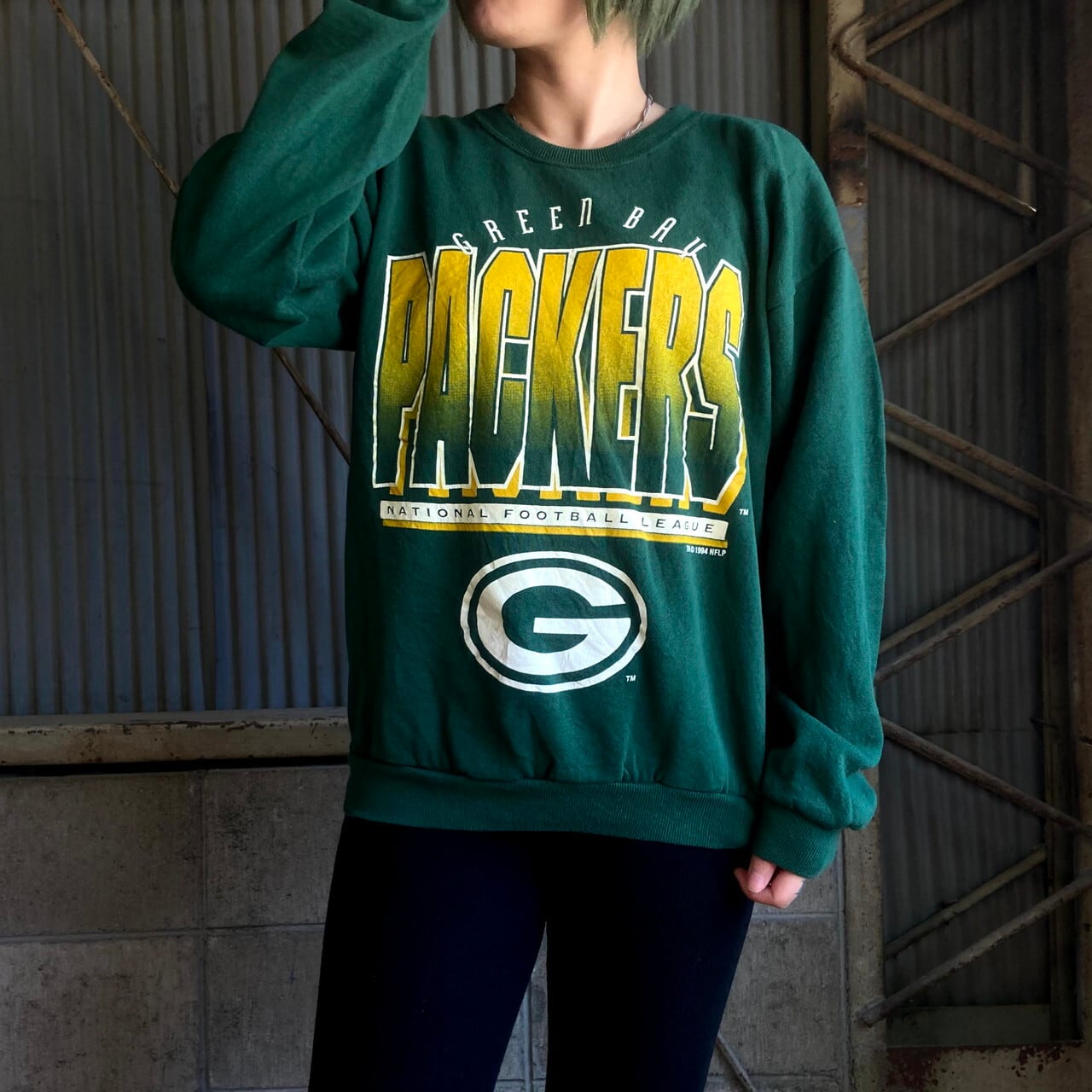 90年代 USA製 LEE SPORT リー NFL グリーンベイ・パッカーズ チームロゴプリント スウェットシャツ メンズXL相当 古着 NFL  GREEN BAY PACKERS 90s ビンテージ ヴィンテージ トレーナー グリーン 緑色【スウェット】【AL20】 | cave