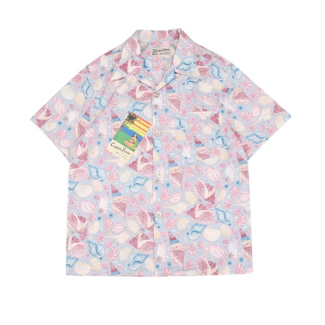 貝柄ピンクの alohaシャツ（T-138）