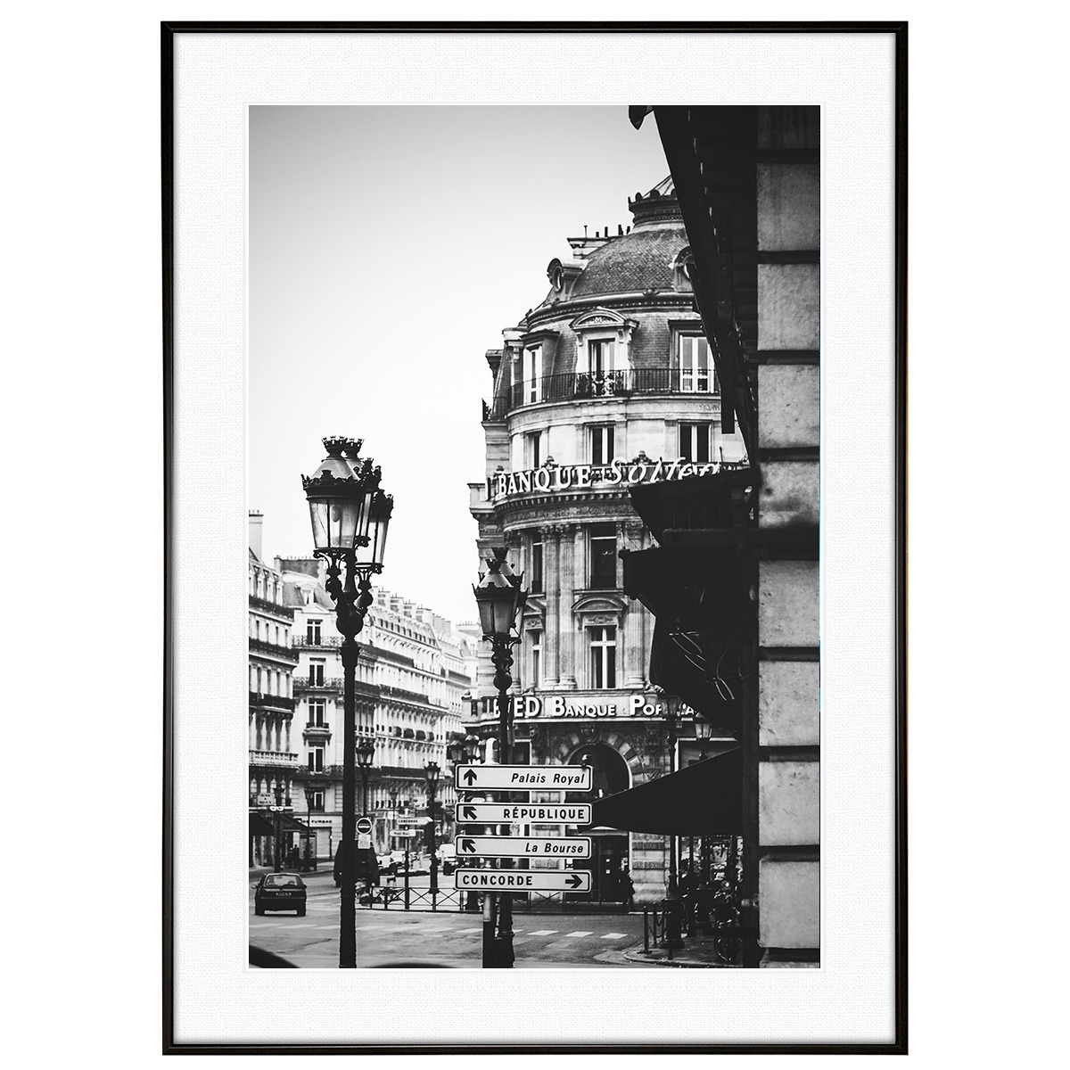 フランス写真 パリの街角 モノクロ インテリアアートポスター額装 