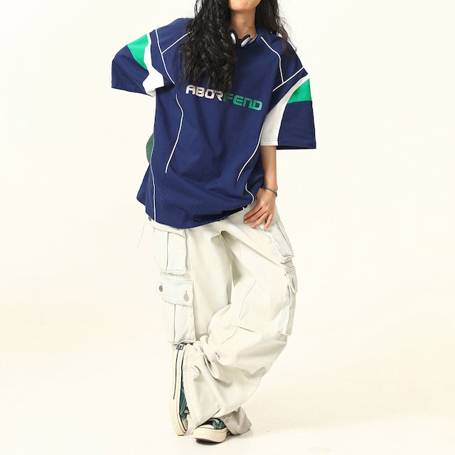 レーシングラインカラーブロックTシャツ 2col R02494