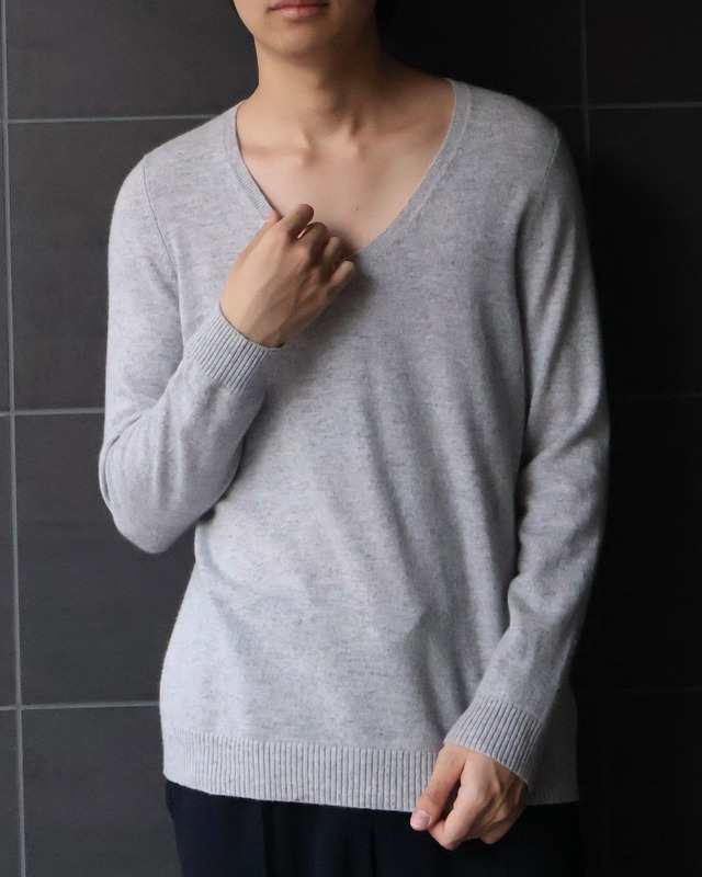 light grey v-neck knit