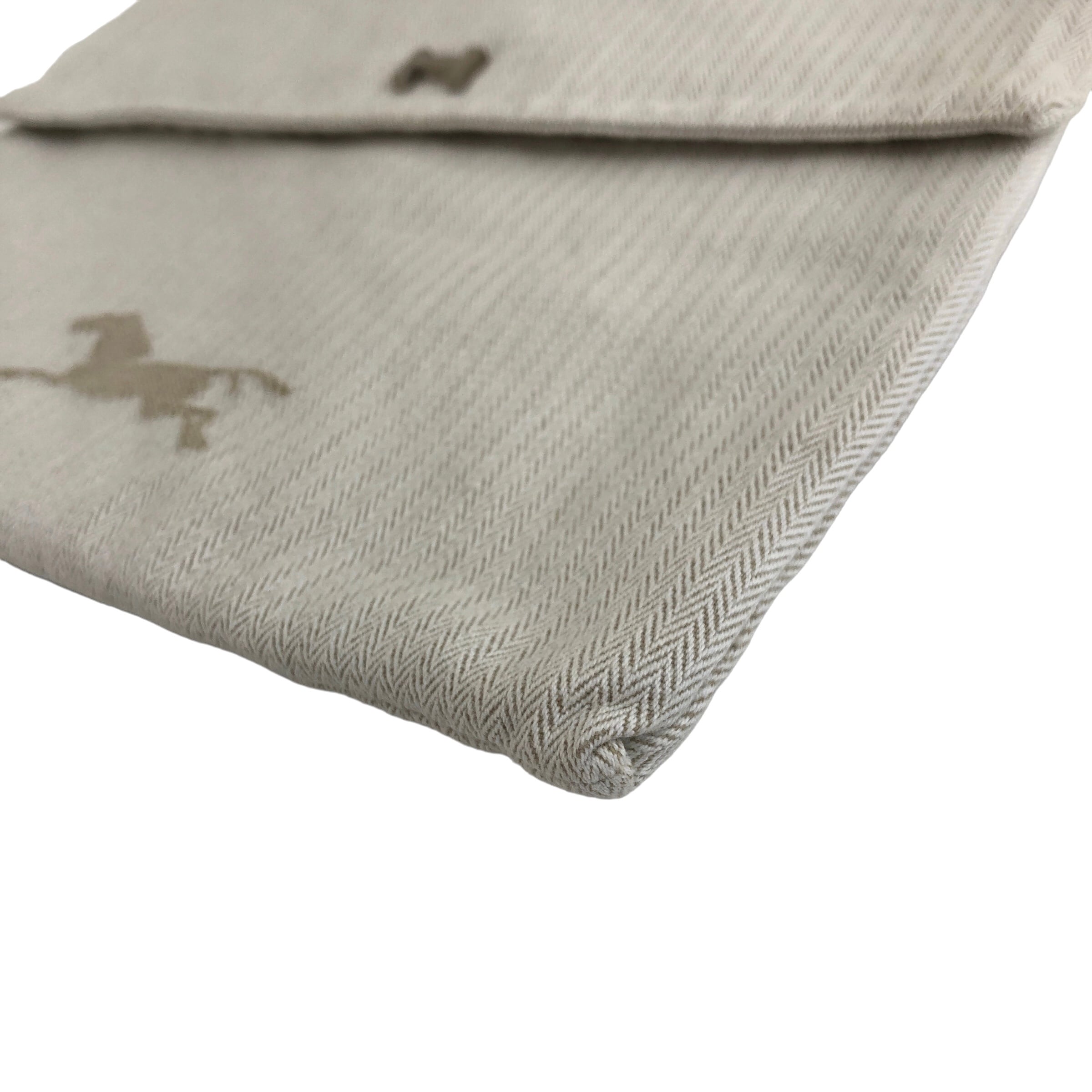 HERMES エルメス Hロゴ ホース キャンバス クラッチバッグ ホワイト