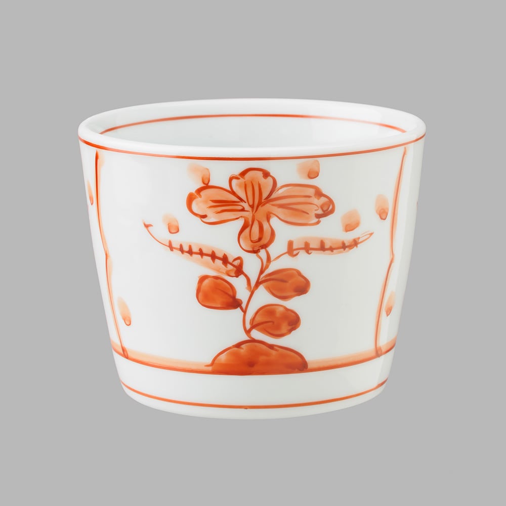 赤絵草花立涌点文(小)