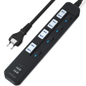 【特価処分】SAYBOUR 電源タップ usb付き 急速充電 延長コード 個別スイッチ付き 省エネ 雷ガード ほこり防止 PSE認証済 (1m ブラック)