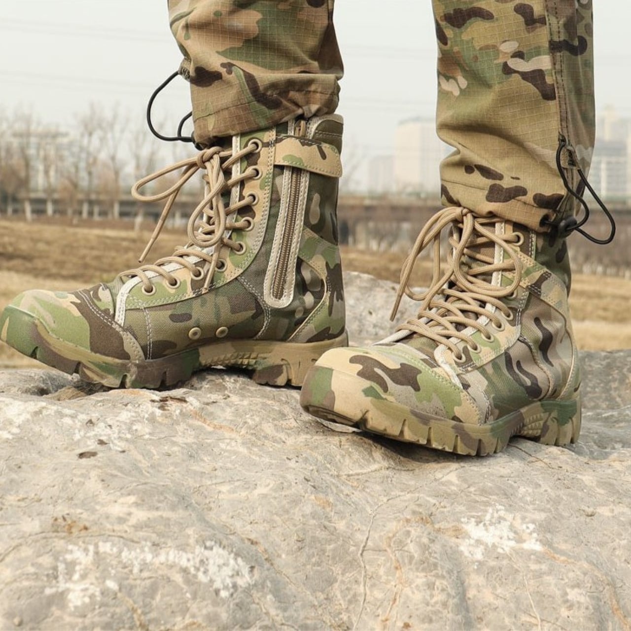 ミリタリーブーツ キャンプシューズ メンズ トレッキングブーツ ゴアテックス 釣り 作業 ハイキング 旅行 防滑 厚い底 耐摩耗性 通気 | [Taopagii] トレッキングシューズ ハイカット 登山靴 メンズ