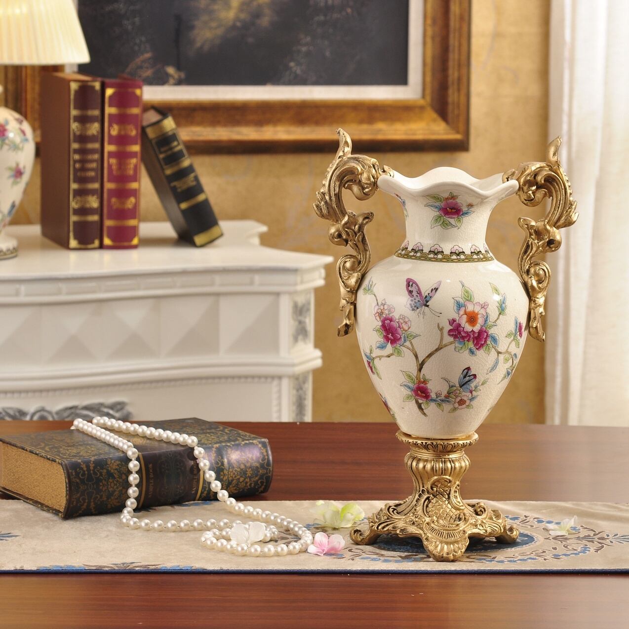 花瓶 フラワーベース 大型 高さ 43cm おしゃれ クラックル ドライ