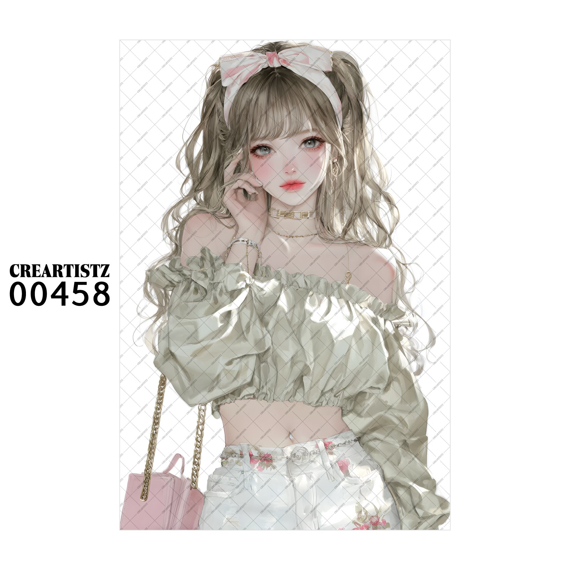 00458 ガール キュート オリジナル ペーパー/ステッカー 4枚セット CREARTISTZ