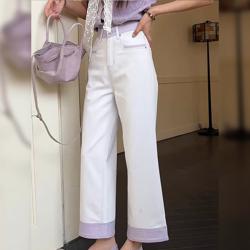 148cm〜 ライトパープルコントラストジーンズ