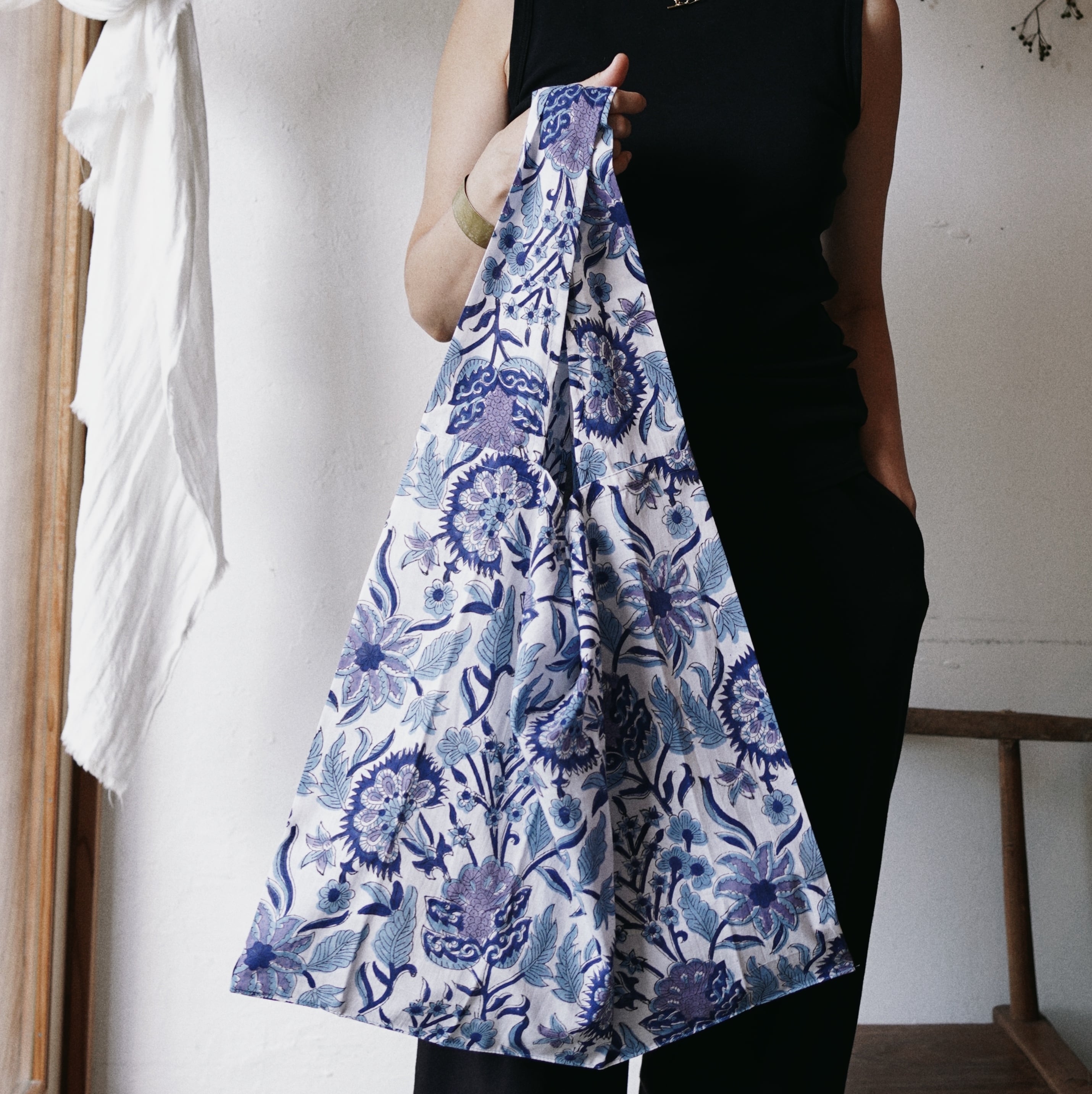 ブロックプリントエコバッグ L