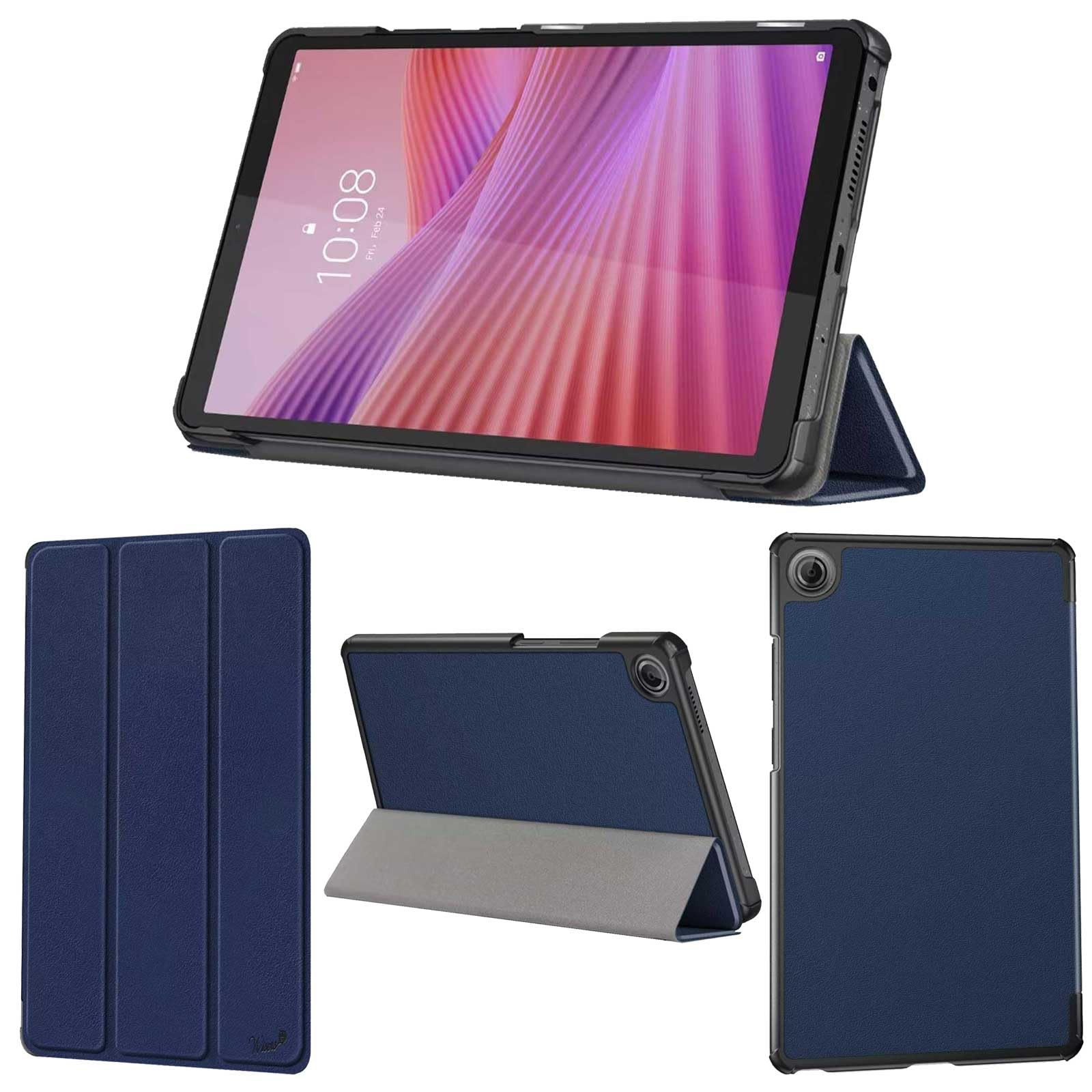 wisers Lenovo Tab One, Lenovo Tab K9 タブレットケース (ダークブルー) 8.7インチ 対応 (保護フィルム 付き/スリムタイプ) タブレットカバー 2025 新型