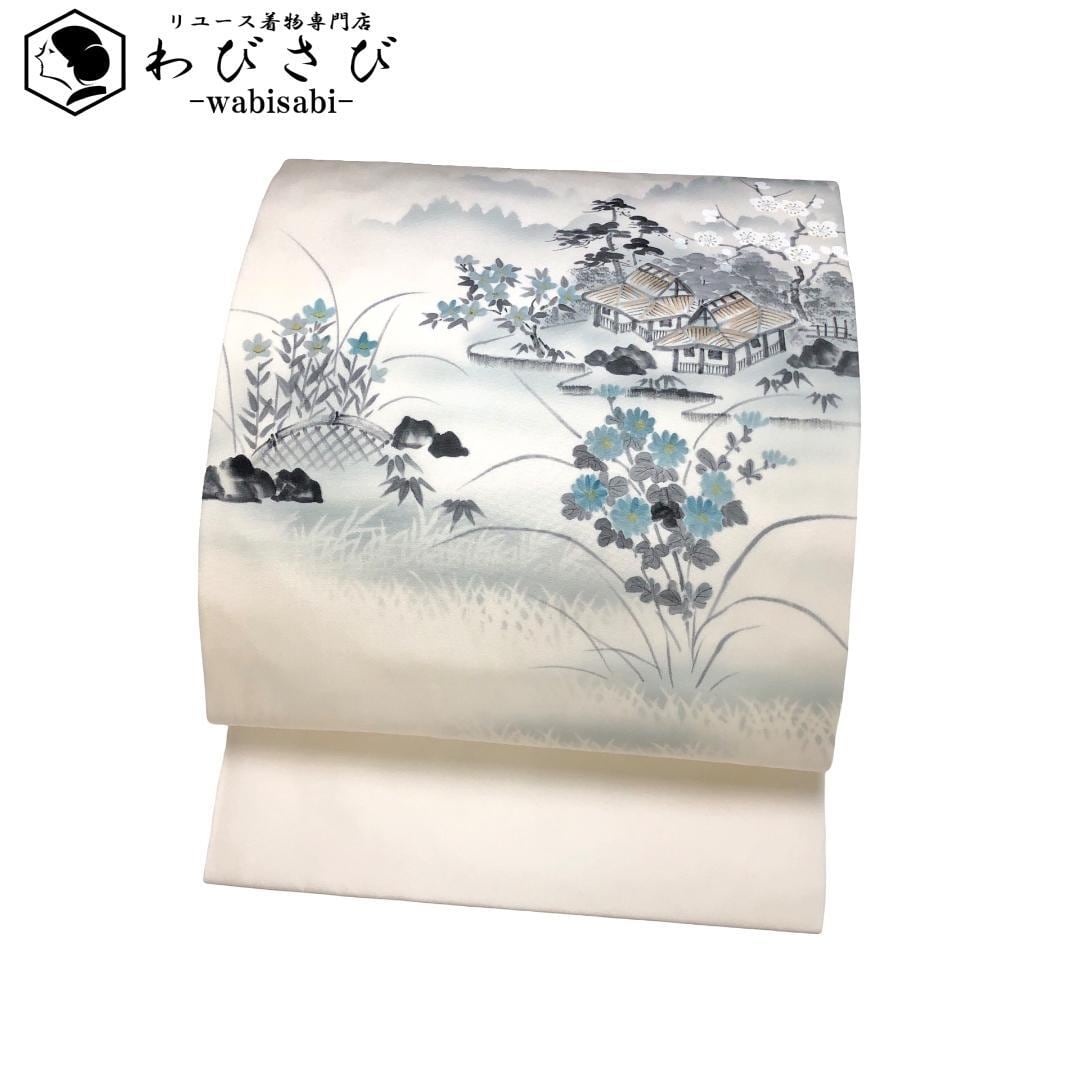 袋帯 唐織 美しい華柄模様 菱形 金糸 裏柳色 O-5753 着物 きもの