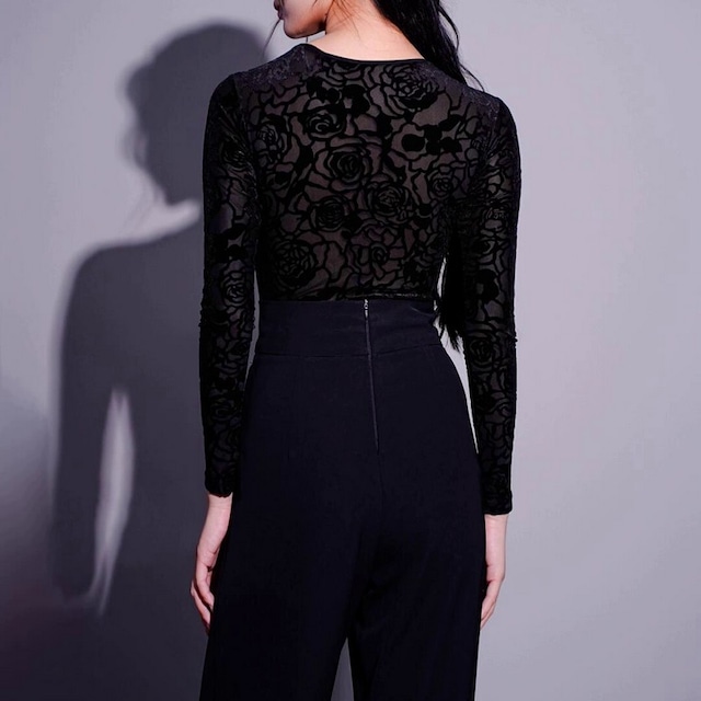 ツイストフロント・ベルベットダンストップス (レオタードタイプ) ds0934