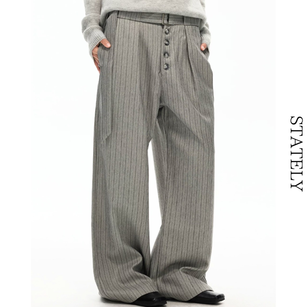 Pinstripe Belt ワイドスラックス_B170・画像7