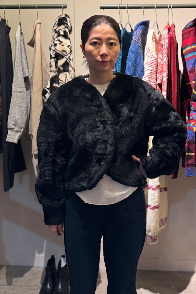 Krizia Poi ブラックファーショートブルゾン