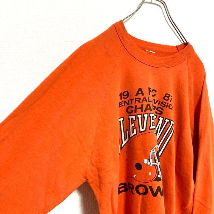 Nfl Browns アメリカ古着プリントスウェットトレーナーオレンジメンズ Used Sweat Shop