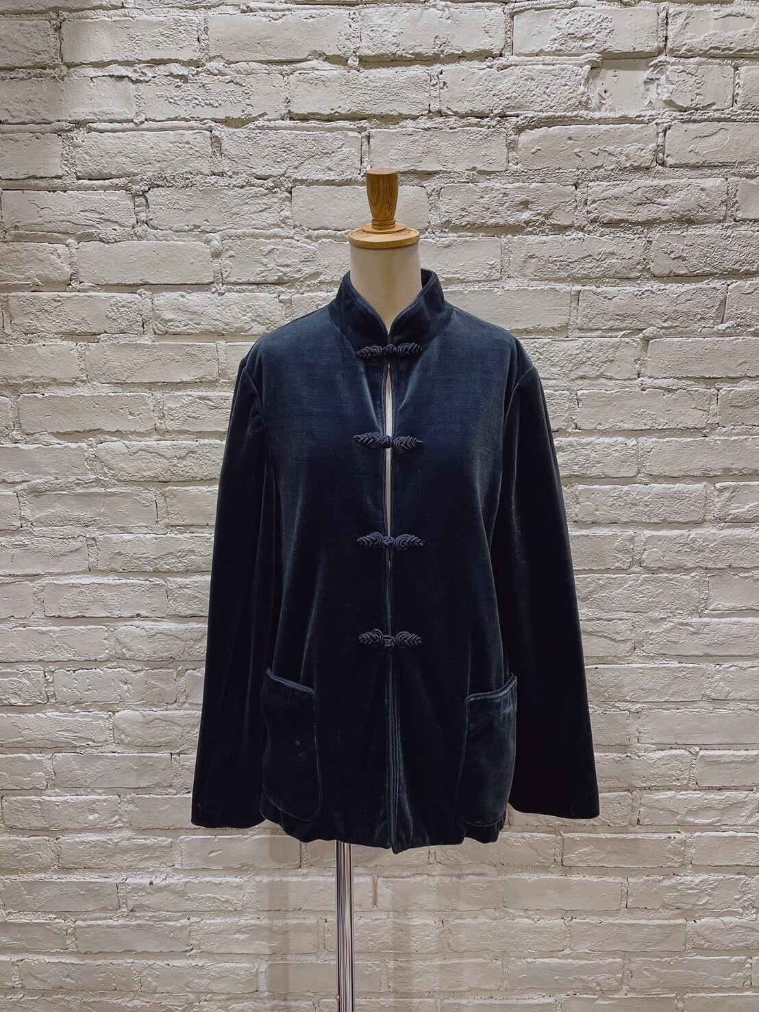 80年代 チャイナデザイン スタンドカラーベロアジャケット USA製  