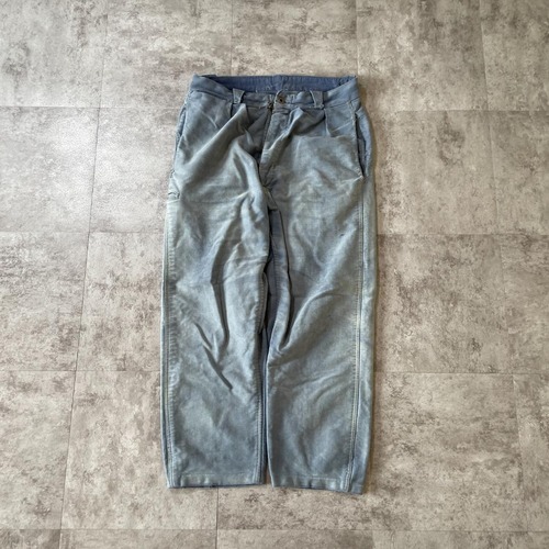 40-50s メタルボタン フェード フレンチワーク モールスキン パンツ