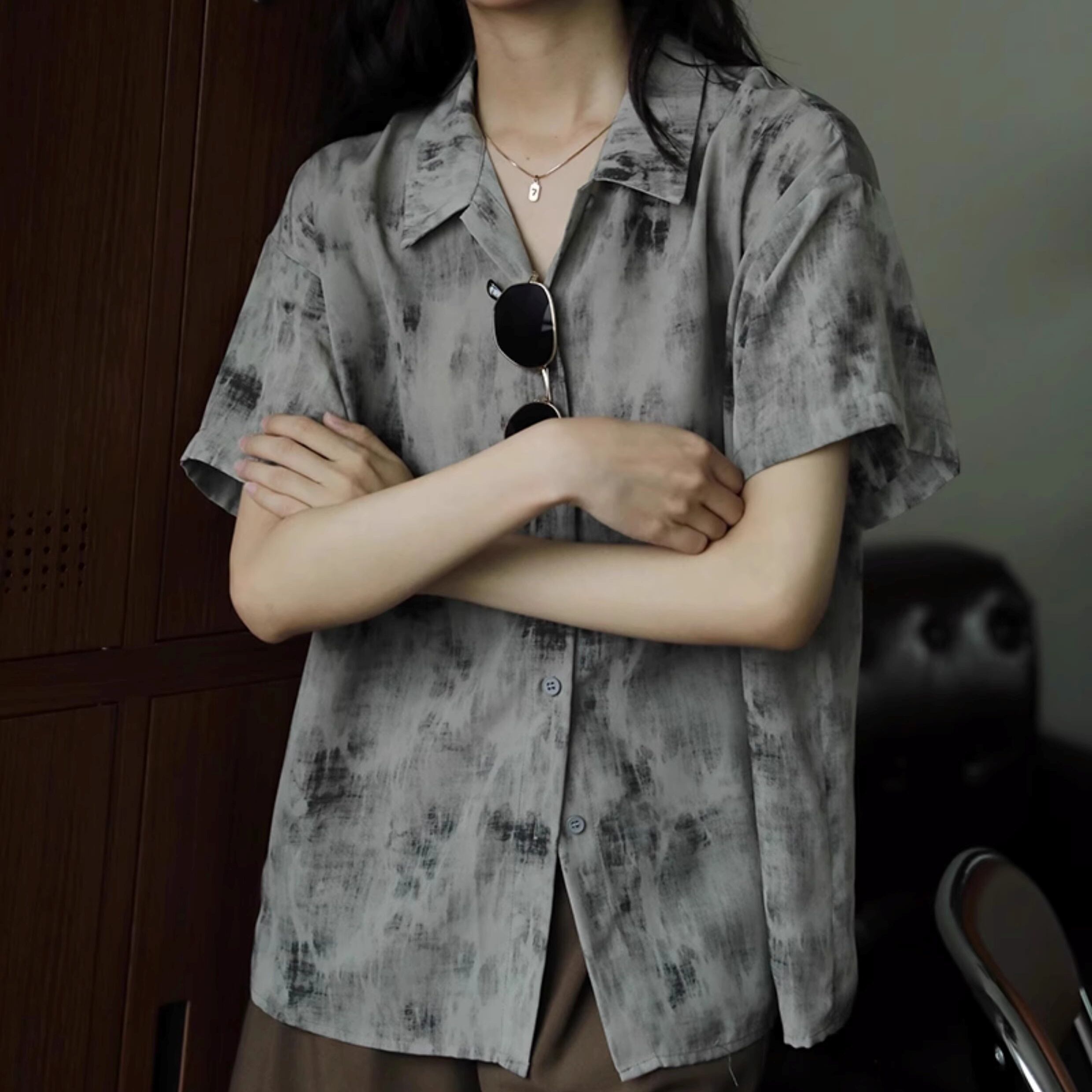 レトロプリントシャツ【G4386】