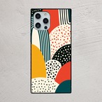 受注生産 iPhoneケース 黄色と赤のドットポップ抽象｜レトロポップ PABS032C