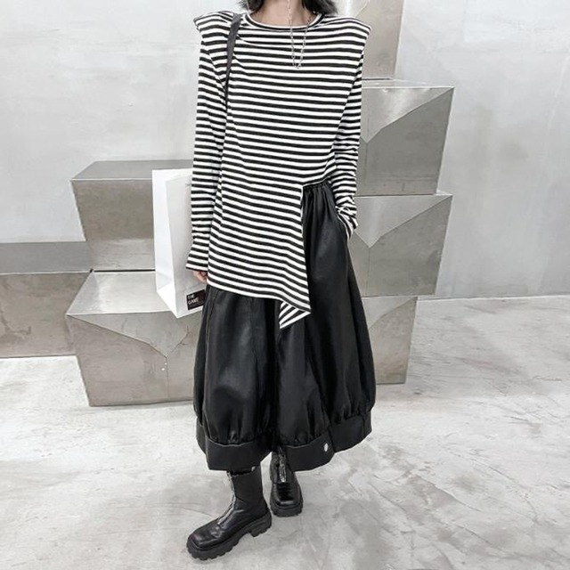 天使と悪魔 モード系 レザー スカート Aライン Puレザー 大人きれい 高見え ストリート系 ゴシック 韓国ファッション 10代 代 天使と悪魔 サブカル系ファッション Seasonz