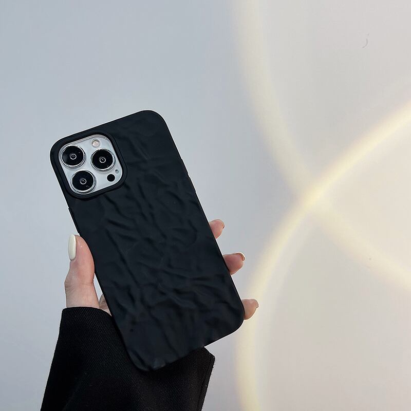 新型iPhone16対応】ブラックコーデ◎しわ加工 iPhone15 シリーズ対応