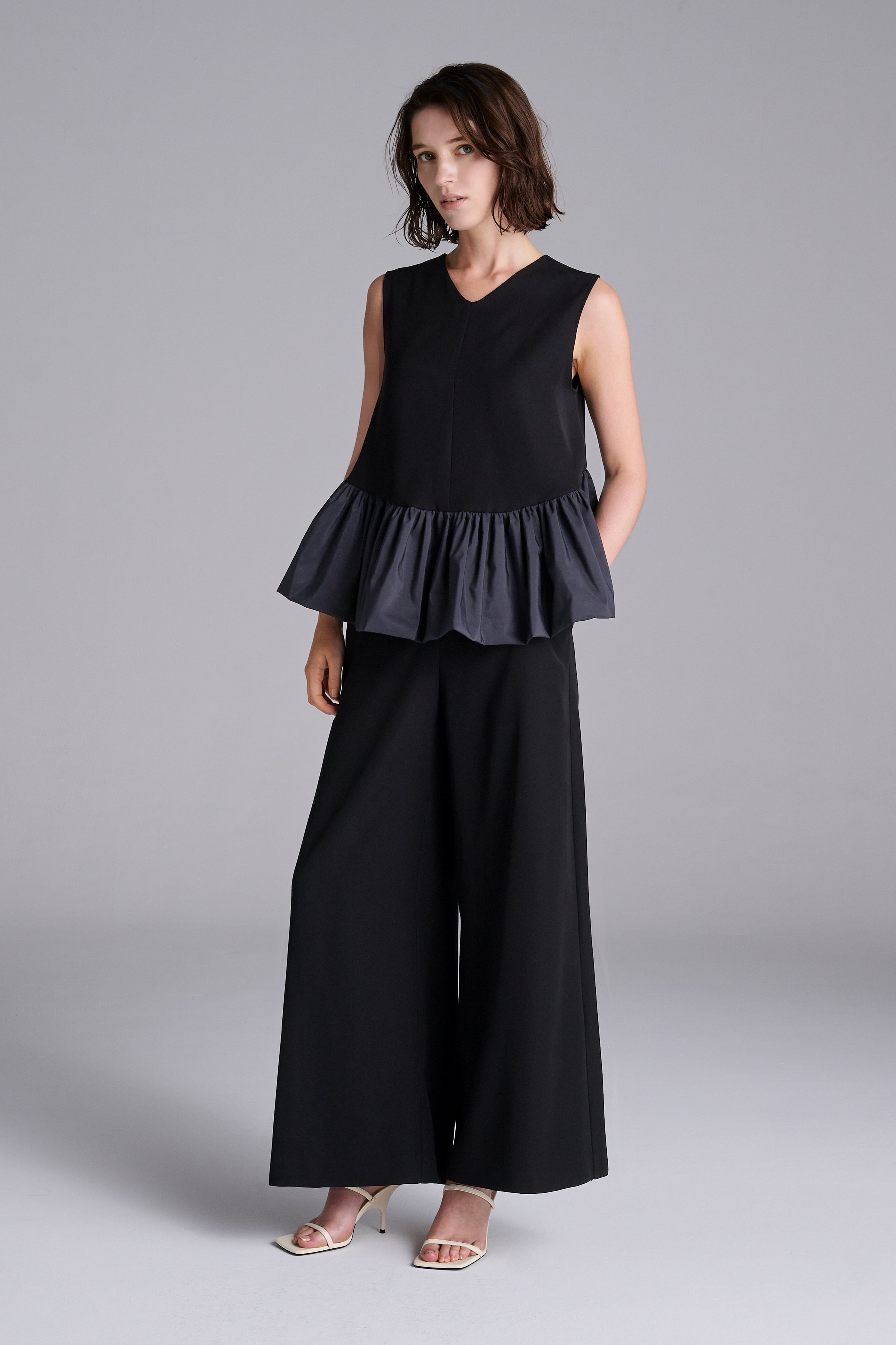 TWILL WIDE PANTS NAVY | AMICA・kids