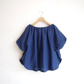 SINME リネンオフショルダーブラウス ブルー