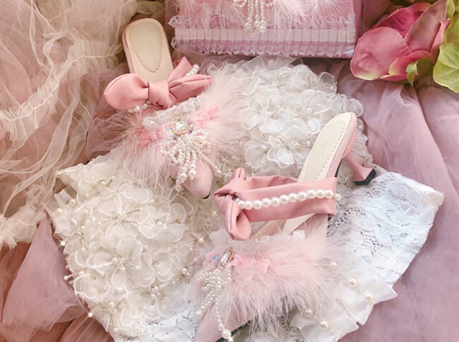 ✞ロリータJK制服 サンダルミュールサマー ピンク 靴 シューズ 夏物 春