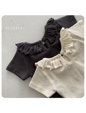 【即納】nunu biel / kids /ribbed frill t-shirts