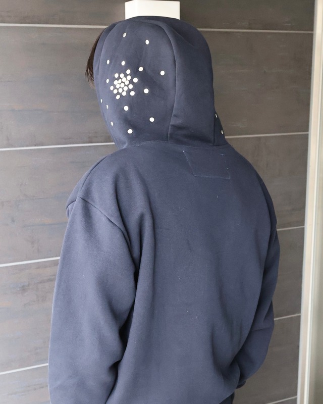 【Hannah Creak】Studded Hoodie Double Zip Dark Blue