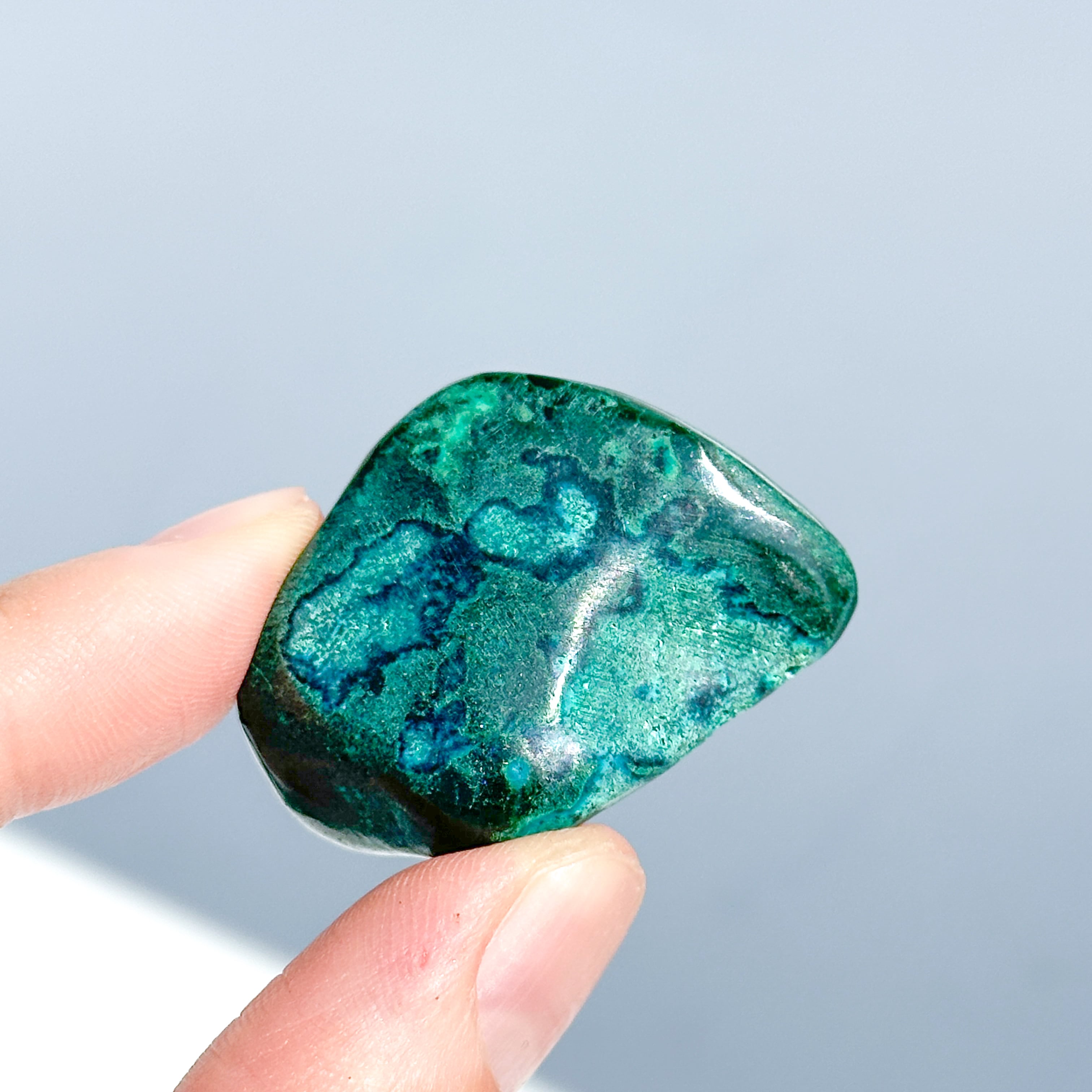 マラカイト with クリソコラ（マラコラ） タンブル41◇ Malachite with